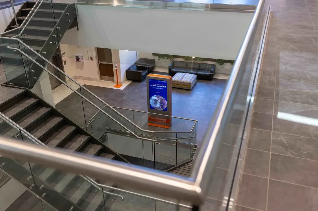 The lobby of the Barnes Center at The Arch Wellness Area.